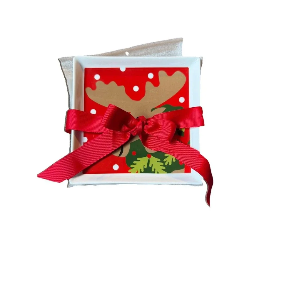 Crate & Barrel Joan Anderson 6x6 Square Set of 4 Holiday Appetizer Plates